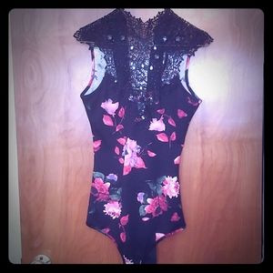 Sexy Rose and Lace Bodysuit